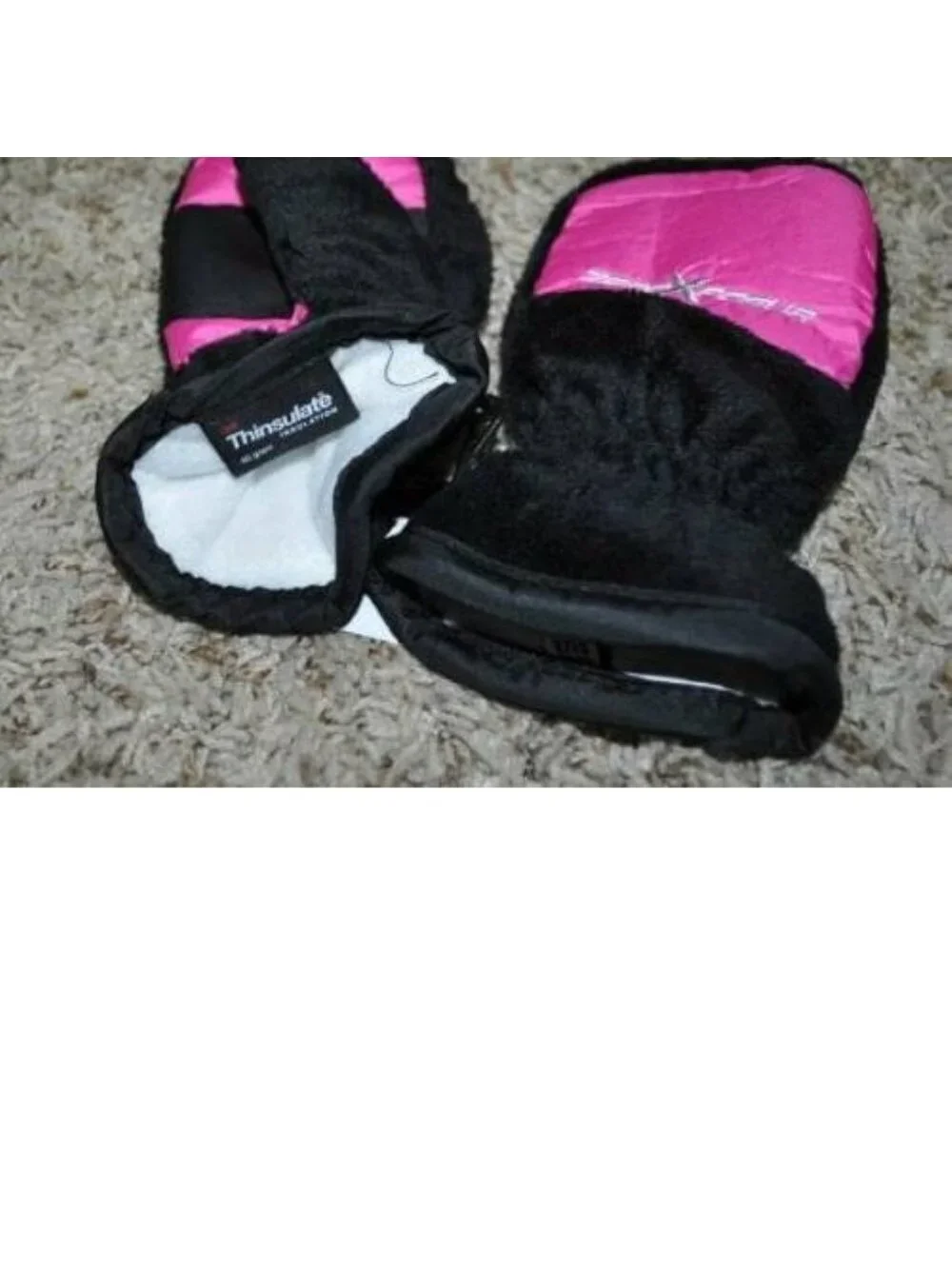 Zeroxposur Mittens 4/6X Girls Fleece Black Pink Gloves Thinsulate Winter Snow
